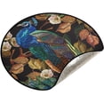 thumbnail image 5 of Embroidery Peacocks Autumn Christmas Tree Mats Waterproof Tree Skirt, Xmas Tree Stand Tray Mat Floor Protector Pad for Holiday Party Decoration, 28.3", 5 of 6