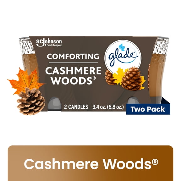 Glade Candle, Infused with Essential Oils, Cashmere Woods, 2 Count