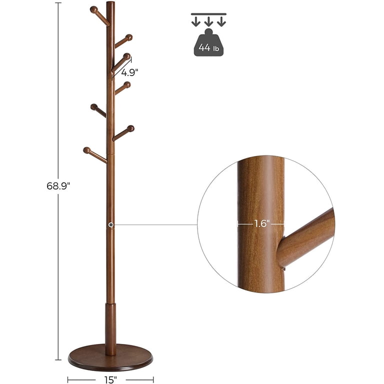 Solid Wood Freestanding Coat Rack with 8 Hooks photo 7