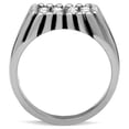 thumbnail image 3 of High polished (no plating) Stainless Steel Ring with Top Grade Crystal in Clear for Men Clear Stone Color Style TK363 Size 8, 3 of 4
