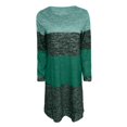 thumbnail image 5 of Women's Casual Dress Long Sleeve Round Neck Color Block Loose Fit Comfortable Midi Dress for Spring Fall Everyday,Green,3XL, 5 of 5