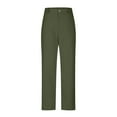 thumbnail image 4 of Womens Pants,Straight Leg Pants Button Closure Pockets Comfortable Work Trousers Solid Color Casual Daily Commute,Wide Leg Pants Woman,L,Army Green, 4 of 5