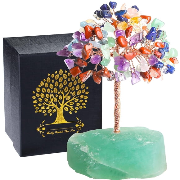 Escultura QINJIEJIE Árbol de cristal de 7 chakras 12x7 cm