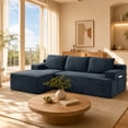 thumbnail image 2 of Muumblus L-Shaped Modular Sectional Sofa with Chaise, Boneless Deep Seat Cloud Couch, No Assembly Corduroy Sleeper Sofa for Living Room, Dark Gray（Left Facing Chaise）, 2 of 11