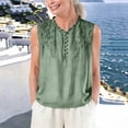 thumbnail image 2 of Embroidered Tops for Women Summer Casual Sleeveless V Neck Tank Top Lightweight Button up Loose Fit Blouse for Daily Wear, 2 of 6