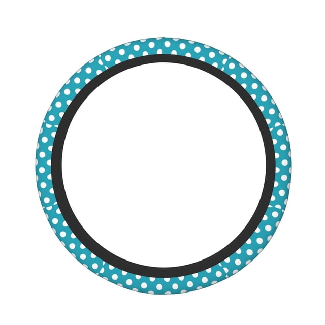Fotbe Sky Blue And White Polka Dot Funda para Volante Universal de 15 pulgadas, Accesorios para Auto para Hombre y Mujer, Protector de Volante Cómodo para SUV y Sedán