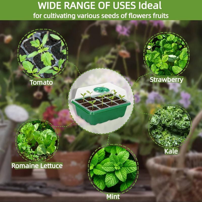 10Pcs Seed Starter Tray Mini Greenhouse Germination Kit with Humidity Dome Plant Seedling Growing Tray with Base Propagation Kit