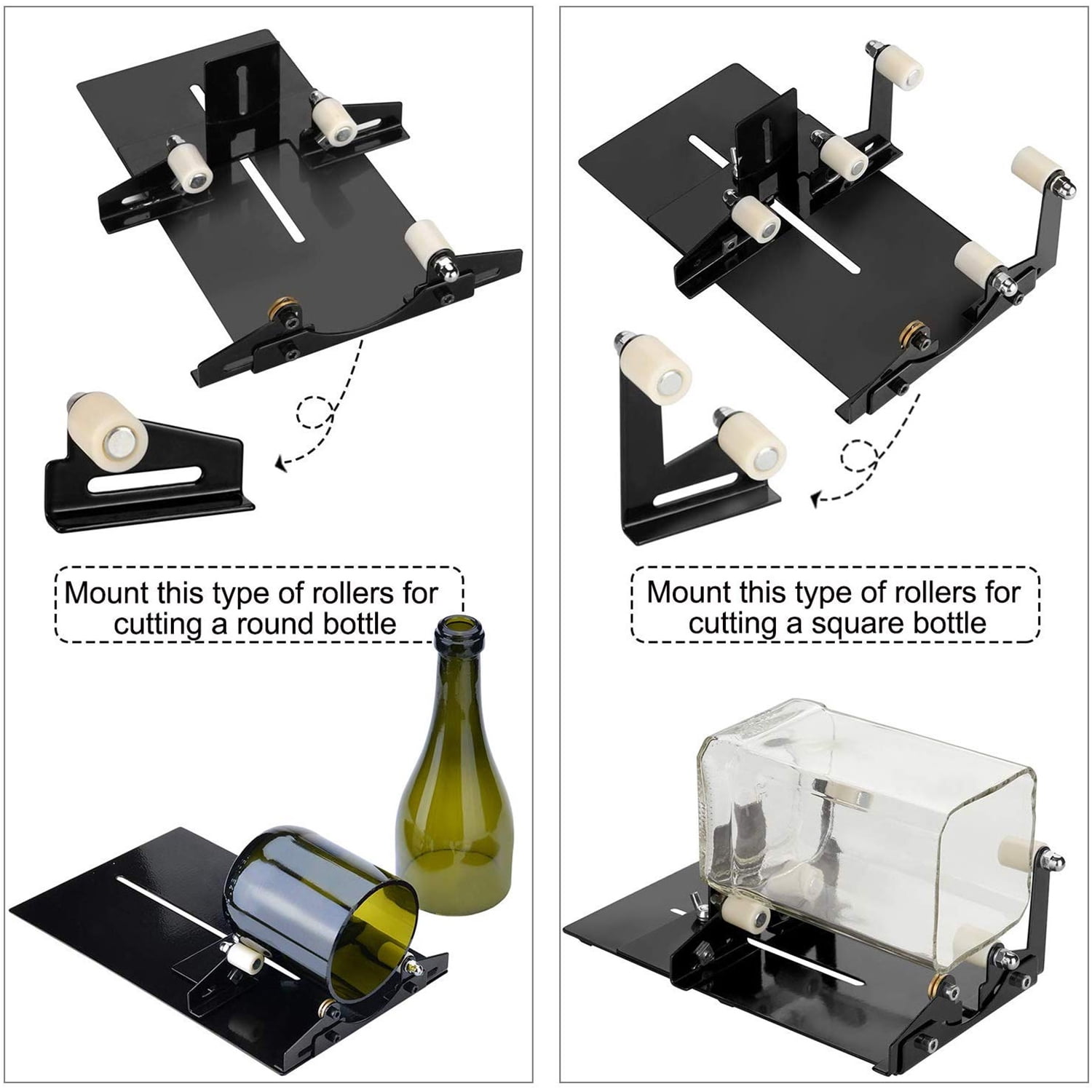 Arc Glass Bottle Cutter DIY Tool Portable Quick Glass Cutting Kit,Square &  Round Bottle Cutting Machine with Accessories 