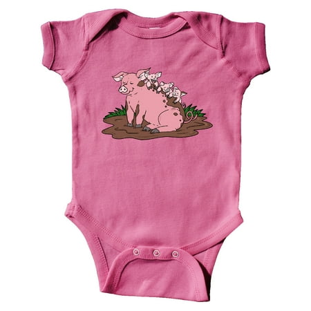 

Inktastic Cute Pig Family Playing in Mud Gift Baby Boy or Baby Girl Bodysuit