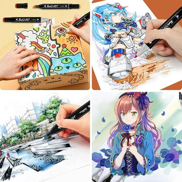 Dabo&Shobo 24 Marqueurs à Alcool De Couleurs, Marqueurs Artistiques à Double Pointe, Marqueur De Coloriage Pour Enfants, Croquis, Coloriage Pour Adultes