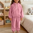 thumbnail image 4 of Atogsazn Toddler Baby Girls Fleece Clothes Set Kids Sherpa Half Zip Sweatshirt & Jogger Sweatpants Outfit Pink 3-4 Years Fashion, 4 of 7