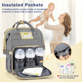 thumbnail image 4 of Diaper Bag Backpack, Multifunction Baby Changing Bags with Stroller Straps & Insulated Milk Bottle Pockets, Large Capacity Nappy Backpack Bag for Boys Girls, Waterproof and Stylish(Gray), 4 of 7