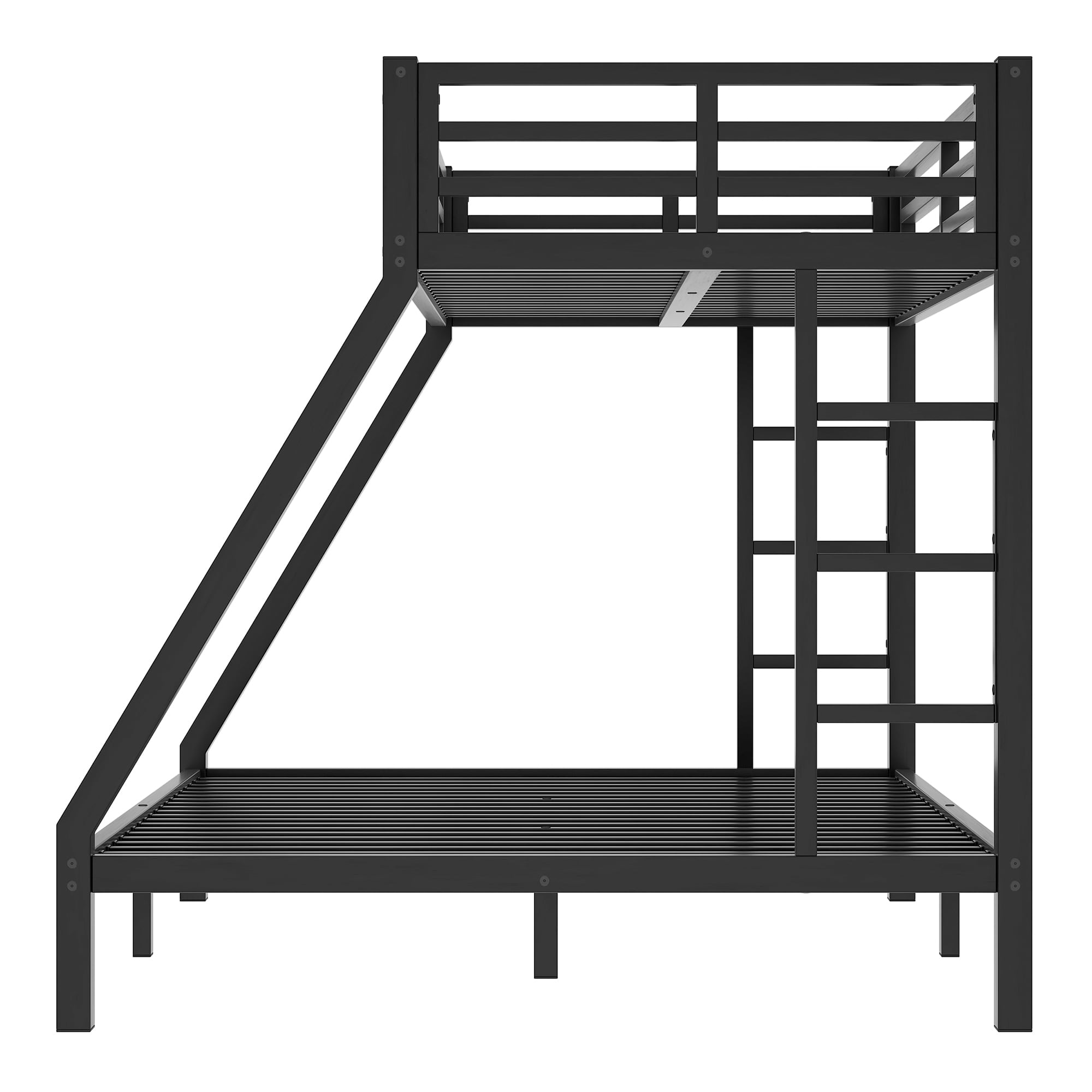 Twin XL Over Queen Bunk Bed Frame for Teens Adults,Metal Bunk Bed Frame with 2 Ladders and Full Length Guardrail,Heavy Buty Bunk Bed Space-Saving