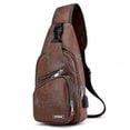 thumbnail image 1 of 2026 Usb Men's Chest Bag Portable Charging Leisure Cross Bag Outdoor Sports Pu Chest Bag Men's Shoulder Bag, Shoulder Handbag 1pcsbrown, 1 of 5