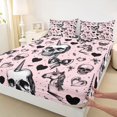 thumbnail image 3 of Manfei Halloween Ghost Print Fitted Sheet Full,Bat Silhouette Bed Set,3 Pieces,1 Fitted Sheet and 2 Pillowcases, 3 of 6