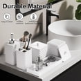 thumbnail image 6 of Bathroom Accessories Set Resin 6PCS, Square Toothbrush Holders Set Complete with Soap Dispenser, Vanity Tray, Tumbler, Cups and Cotton Swab Jars (White Diamond, Resin Bath 6 PCS), 6 of 16