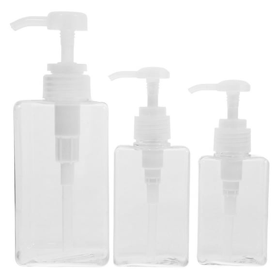 3Pcs Clear Empty Shampoo Bottle for Household Use Refillable Pump Dispenser for Soap Lotion