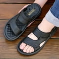 thumbnail image 6 of Miluxas Mens Leather Hiking Sandals Walking Sandals Outdoor Summer Casual Beach Sandals Slippers Black 7(40), 6 of 9