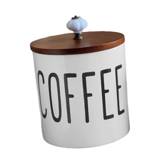 Luzkey Ceramic Storage Container with Lid Airtight Kitchen Canister Multifunction Rustic Decors Airtight Coffee Container for Office 1L brown lid