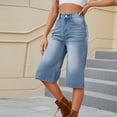 thumbnail image 7 of HXWCHs Women's Mom Jeans Retro Style & High Waist Women Summer Casual Denim Pants with Elastic Waistband Comfortable Straight Leg Cropped Ankle Length Jeans for Daily Wear Blue XXL, 7 of 7