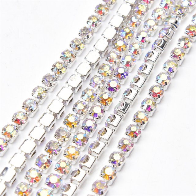 Cadena de 10 m con cierre de diamantes de imitación, cadena con garras de colores para manualidades, costura y fabricación de joyas