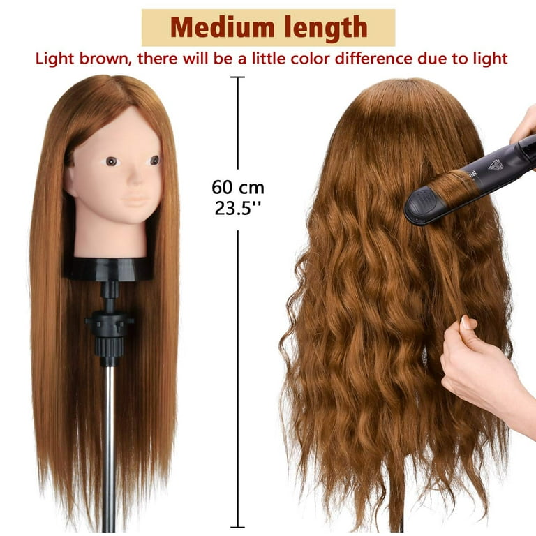 RYHAIR Mannequin Head with Human Hair for Hairdresser Training Braiding  Styling Manikin Cosmetology Makeup Manican Doll Display Practice with Stand