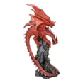 thumbnail image 4 of Wizard Fantasy Red Volcanic Dragon Perching On Rune Stone Tower Rock Figurine, 4 of 9