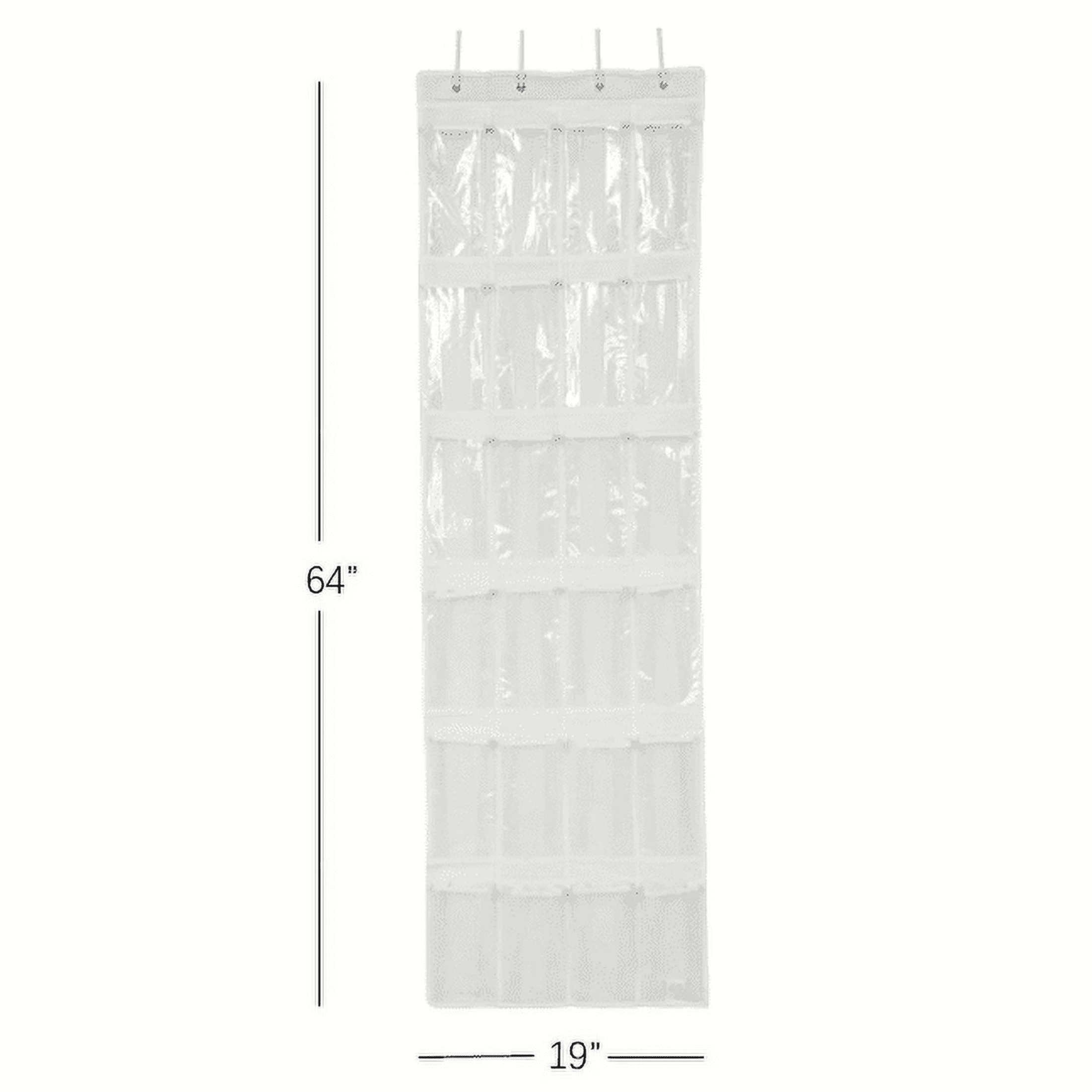 Mainstays 24 Pocket Over-the-Door Shoe Organizer, Clear Pockets, Non-Woven Polypropylene, White
