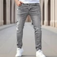thumbnail image 2 of Mens Loose Fit Jeans Elastic Waist Wide Leg Baggy Jean Cargo Pants Trousers B-Gray, 2 of 6