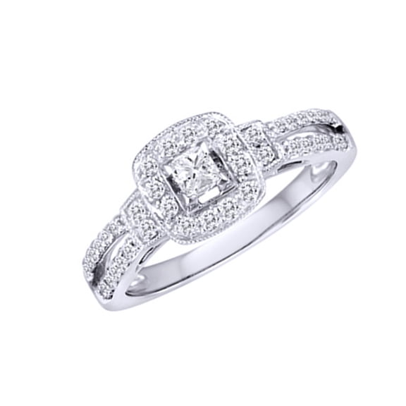 AFFY White Natural Diamond Promise Ring In 10k White Gold (0.5 Cttw)