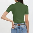 thumbnail image 3 of tarylea Crop Tops pour Femmes Manches Courtes Col Montant Bouton Décor Ajusté Blouse Habillée, 3 of 6