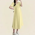 thumbnail image 3 of Xuniizn Robe de Maternité pour Femmes à Col Rond, Manches Courtes, Robe Confortable et Décontractée de Couleur Unie pour Baby Shower, M-2TG, 3 of 6