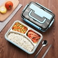 thumbnail image 4 of ROLKFUK Leak Proof Bento Box 1200ml - Stainless Steel Liner, Multi Compartment, Food Grade - ki-ds & Adult Lunch Box, Portable Lunch Container, Blue, 4 of 6