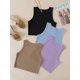 thumbnail image 2 of Paquete de 4 camisetas sin mangas con cuello redondo para mujer Negro Azul Khaki Purple G Negro Azul Khaki Purple G Xishao ropa, 2 of 2