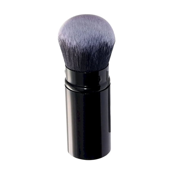 Brocha de maquillaje retráctil con cerdas suaves y compacta para retoques de maquillaje en polvo