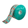 The Pioneer Woman Vintage Floral Teal Polyester Merrow Wire Edge Ribbon, 2.5" x 25 Yards