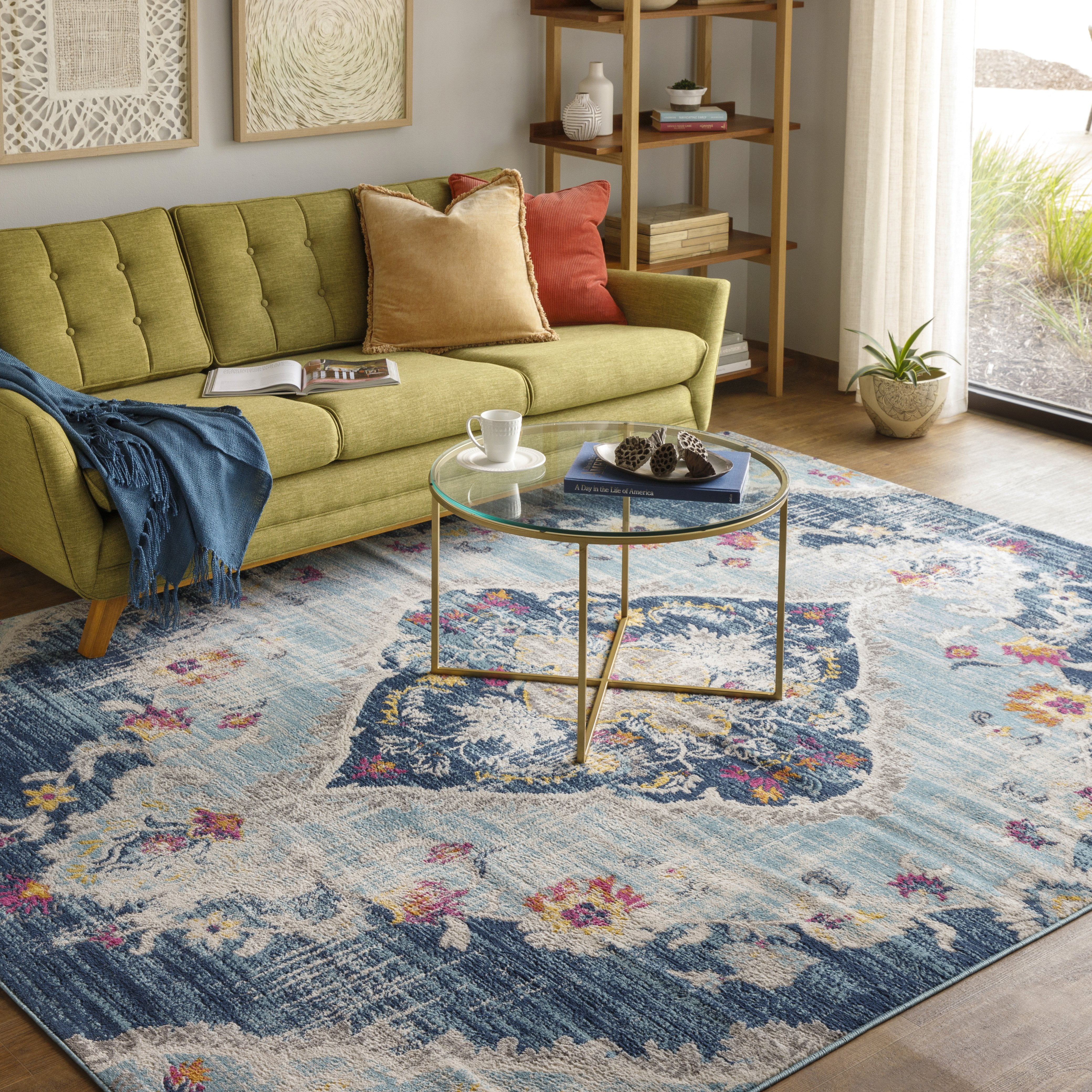 Mark&Day Area Rugs, 7x7 Brongerga Traditional Blue Square