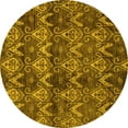 thumbnail image 1 of Ahgly Company Machine Washable Indoor Round Abstract Yellow Modern Area Rugs, 6' Round, 1 of 4