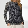 thumbnail image 2 of Arlun,Oversized Graphic Tshirts for Women Leopard Printed Neck Mesh Thin Fashion Tops Women's Soft Breathable Comfortable Slim Fit Stylish Tshirts Black XL, 2 of 6