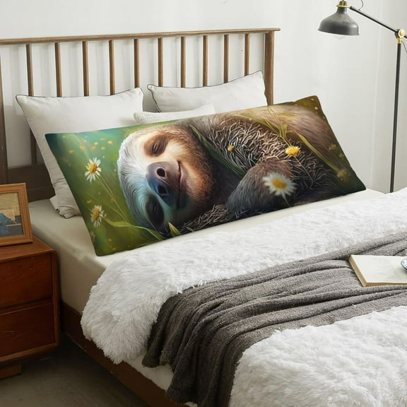 Body Pillow Cover - Daisy Sleeping Sloth Soft Body Pillow Cover with Zipper, Comfort Body Pillow Pillowcase, Body Pillow Case Cover 20 x 54