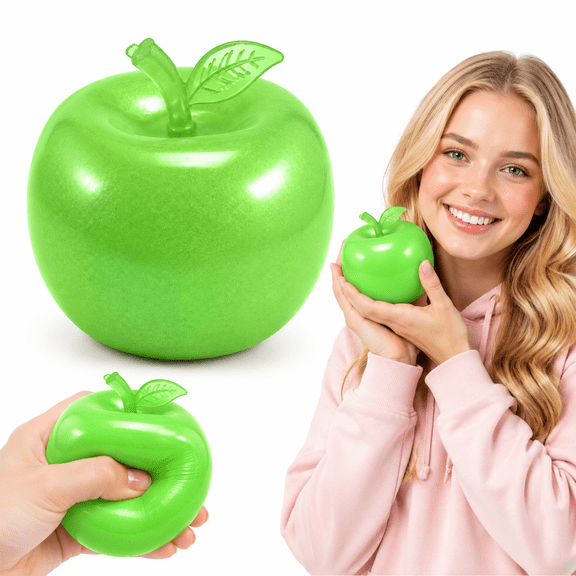 Slushy Green Apple Squishy Toys, 2.36 in Slow Rising Stress Relief Squeeze Ball, Fruit Sensory Fidget Toys for Office Desk Gift