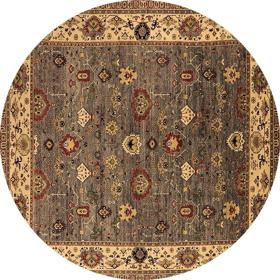 Ahgly Company Indoor Round Oriental Brown Industrial Area Rugs, 6' Round