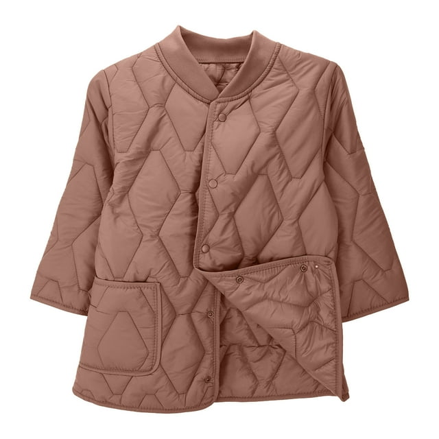 Veste Matelassée à Manches Courtes pour Femme, Col Montant, Design Matelassé, Couche Légère et Chaude avec Poches, Style Décontracté de Rue