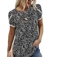 thumbnail image 3 of Camiseta de mujer, camisa informal holgada de cuello redondo, deportes, senderismo, Camping, blusa de viaje, Top de primavera y verano, Prendas para la parte del cuerpo punto blanco negro SG Minnieouse AP010363-04, 3 of 6