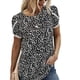 thumbnail image 3 of Qarigey Camiseta de mujer con cuello , camisa estampada informal, blusa de compras, ropa Prendas para la parte del cuerpo punto blanco negro SG, 3 of 6