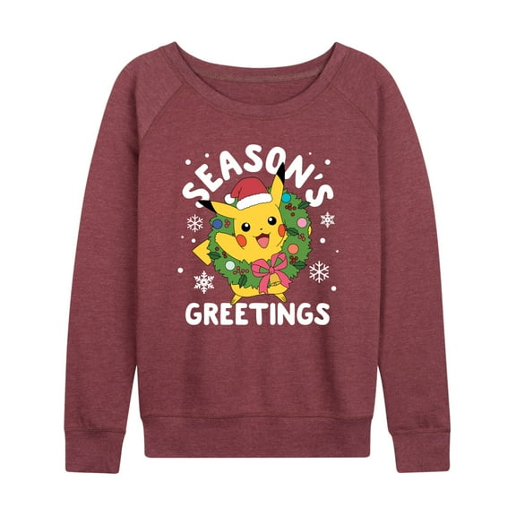 Pokémon - Pikachu Seasons Greetings - Women's Lightweight French Terry Long Sleeve Shirt
