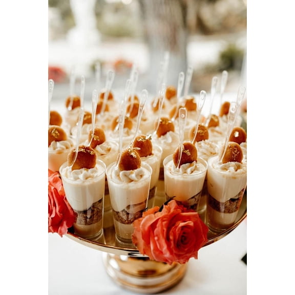 Plastic Dessert Parfait Favor Cups with Mini Spoons Appetizer Cups Set of 25