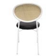 thumbnail image 7 of LeisureMod Leather Dining Chair Armless Rattan Back Side Chair Modern Accent Chair Comfortable Padded Seat Kitchen Chair with Powder-Coated Stainless Steel White Base Euston Collection in Charcoal, 7 of 7