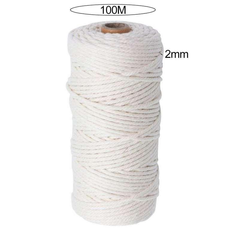 100m/roll Macrame Cord,2mm x 109Yard Cotton Twine String Cord, Woven Cotton Rope Craft String for DIY Knitting Plant Hangers Christmas Wedding Dcor