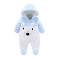 thumbnail image 2 of Bovxnpu Fall Winter Newborn Bodysuit, Infant Rompers, Toddler Kids Boys And Girls Solid Color Cute Long Sleeve Hooded Romper Jumpsuits, 2 of 7